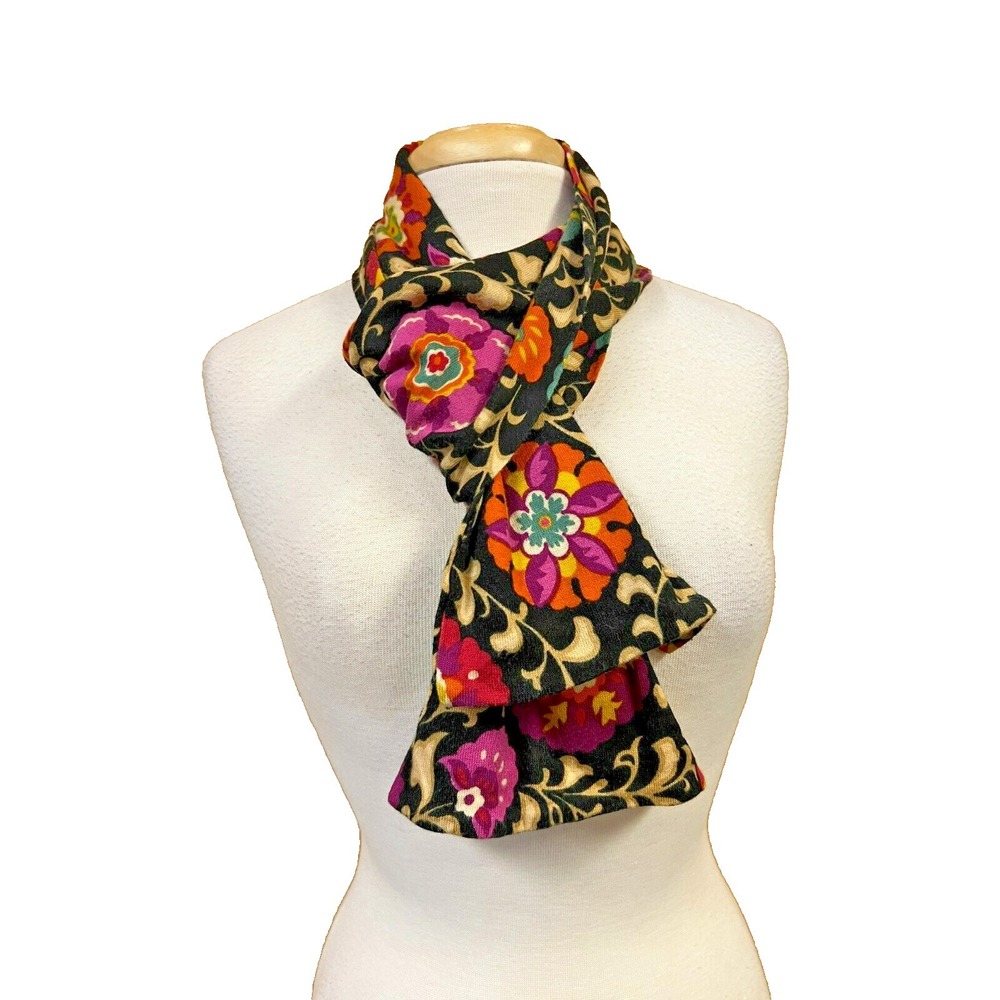 Vera Bradley Neck Scarf Colorful Floral Print Viscose Cotton 7" W x 64" L - Picture 2 of 7